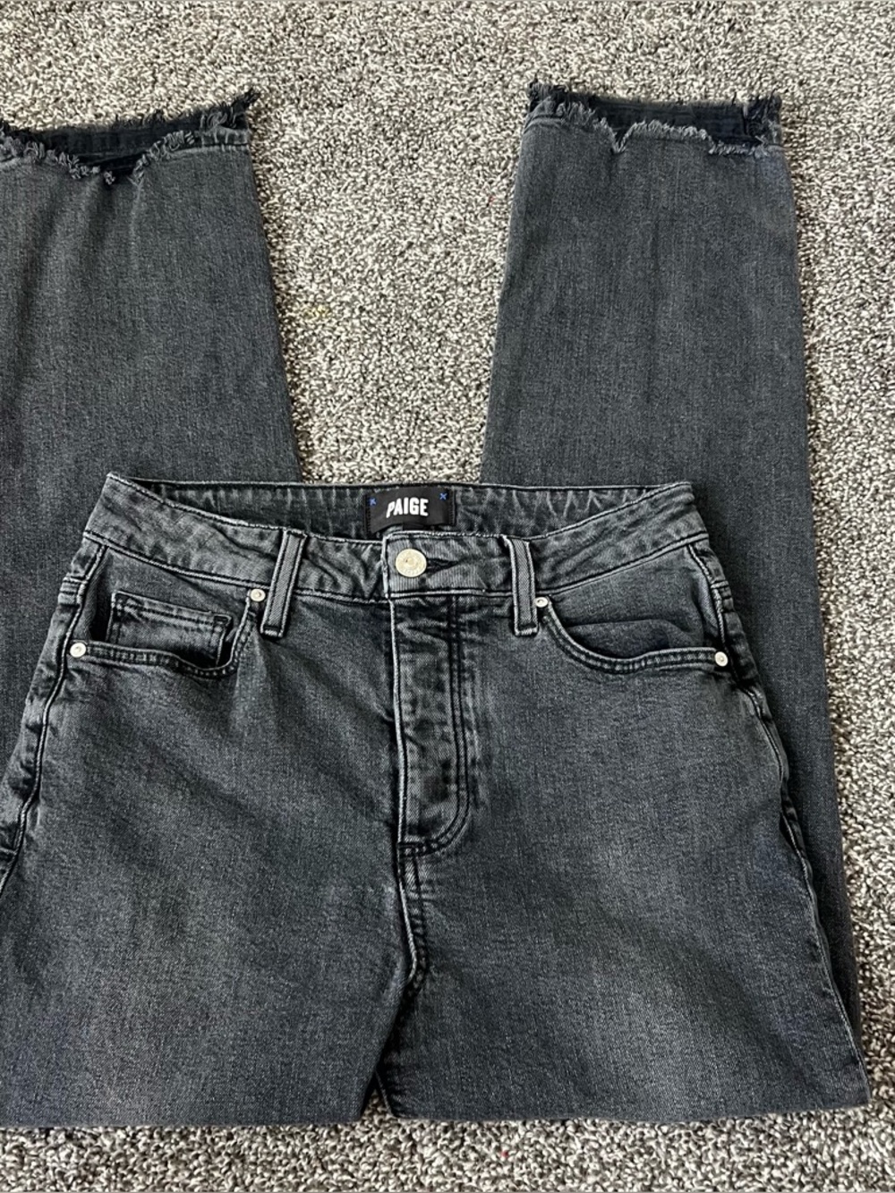 PAIGE Sarah Straight Ankle Raw Hem Jeans